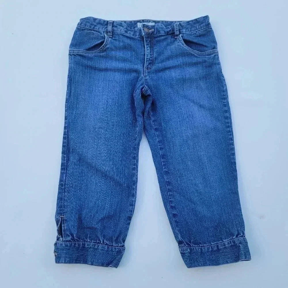Metro 7 Capri Jeans Women's Size 2 Stretch Blue Denim Mid Rise Pockets Cropped